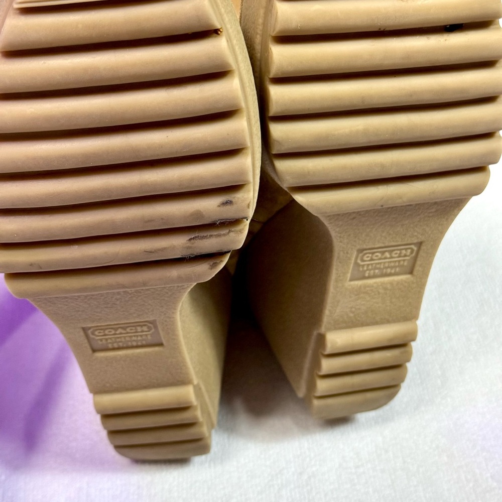 Coach Sharma Suede Wedge Boots with Fur Trim - Picture 5 of 8